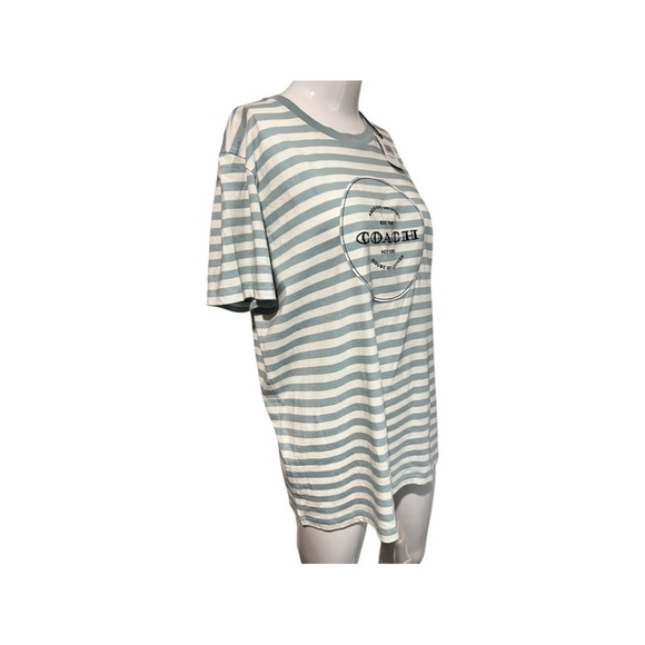 Coach Blue and white striped T-shirt Medium - Picture 4 of 6